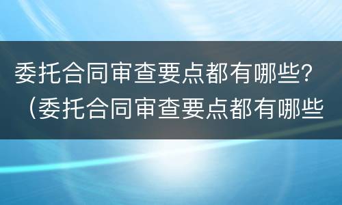 委托合同审查要点都有哪些？（委托合同审查要点都有哪些问题）