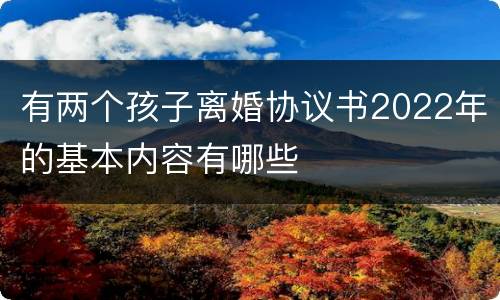 有两个孩子离婚协议书2022年的基本内容有哪些