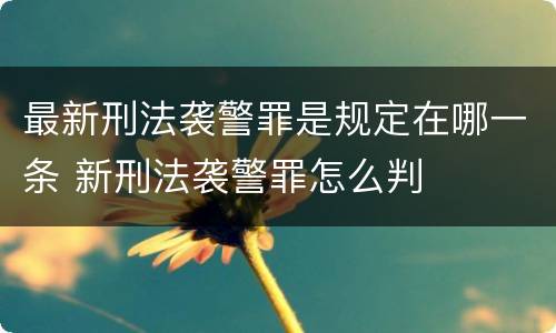 最新刑法袭警罪是规定在哪一条 新刑法袭警罪怎么判