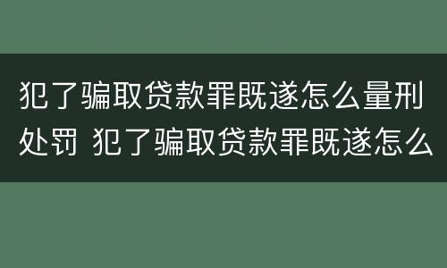 犯了骗取贷款罪既遂怎么量刑处罚 犯了骗取贷款罪既遂怎么量刑处罚多少钱