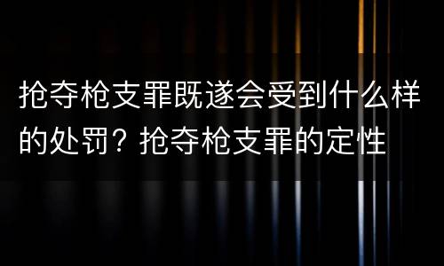 抢夺枪支罪既遂会受到什么样的处罚? 抢夺枪支罪的定性