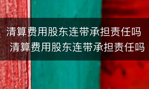 清算费用股东连带承担责任吗 清算费用股东连带承担责任吗合法吗