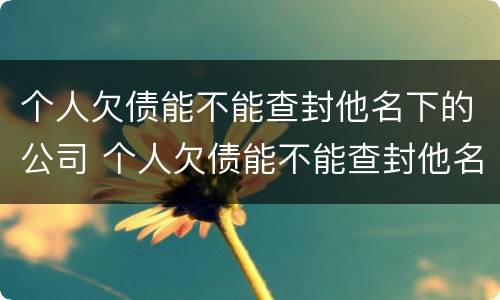 个人欠债能不能查封他名下的公司 个人欠债能不能查封他名下的公司财产