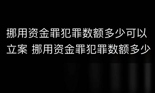 挪用资金罪犯罪数额多少可以立案 挪用资金罪犯罪数额多少可以立案侦查