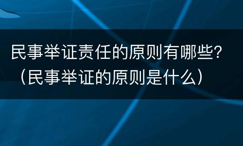 民事举证责任的原则有哪些？（民事举证的原则是什么）