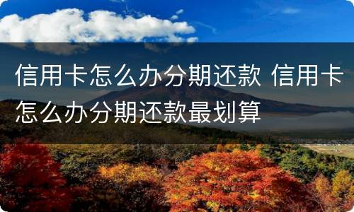 信用卡怎么办分期还款 信用卡怎么办分期还款最划算