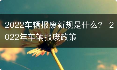 2022车辆报废新规是什么？ 2022年车辆报废政策