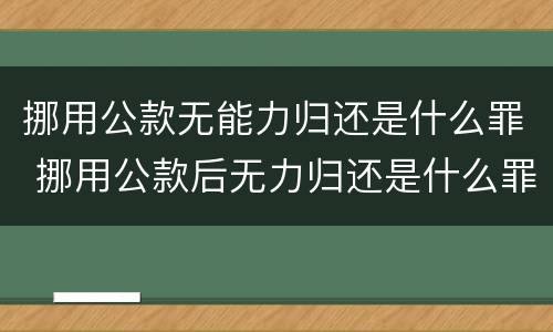 挪用公款无能力归还是什么罪 挪用公款后无力归还是什么罪