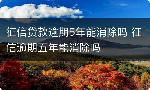 征信贷款逾期5年能消除吗 征信逾期五年能消除吗