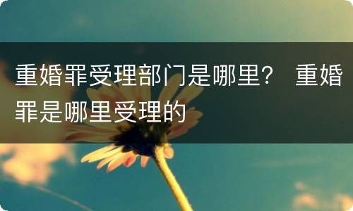 重婚罪受理部门是哪里？ 重婚罪是哪里受理的
