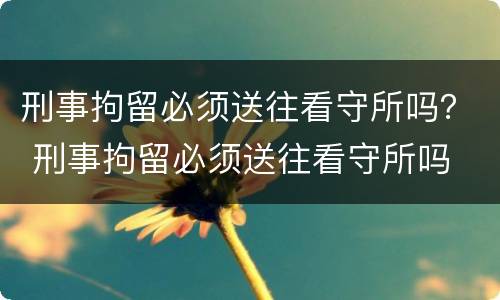 刑事拘留必须送往看守所吗？ 刑事拘留必须送往看守所吗