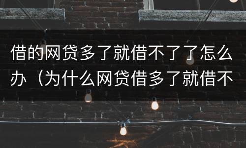借的网贷多了就借不了了怎么办（为什么网贷借多了就借不到了）