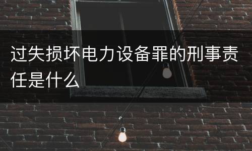 过失损坏电力设备罪的刑事责任是什么