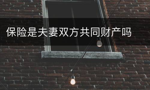 保险是夫妻双方共同财产吗