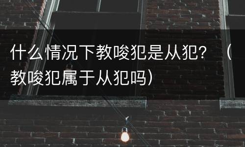 什么情况下教唆犯是从犯？（教唆犯属于从犯吗）