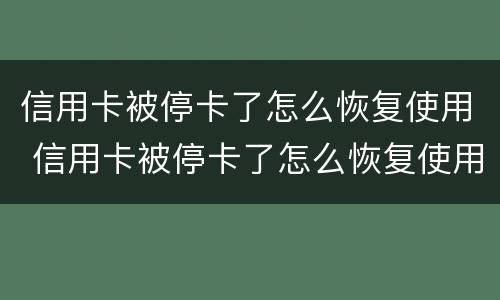 信用卡被停卡了怎么恢复使用 信用卡被停卡了怎么恢复使用了