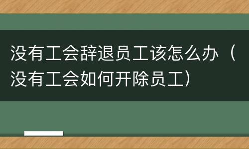 没有工会辞退员工该怎么办（没有工会如何开除员工）