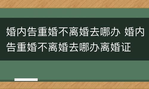 婚内告重婚不离婚去哪办 婚内告重婚不离婚去哪办离婚证