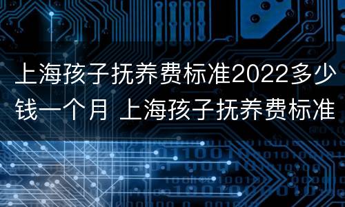 上海孩子抚养费标准2022多少钱一个月 上海孩子抚养费标准2021