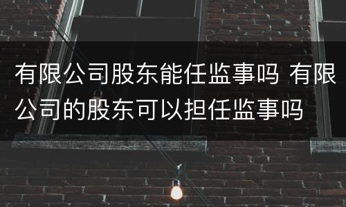 有限公司股东能任监事吗 有限公司的股东可以担任监事吗