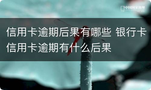 信用卡逾期后果有哪些 银行卡信用卡逾期有什么后果