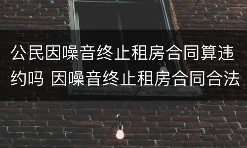 公民因噪音终止租房合同算违约吗 因噪音终止租房合同合法吗
