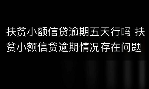 扶贫小额信贷逾期五天行吗 扶贫小额信贷逾期情况存在问题
