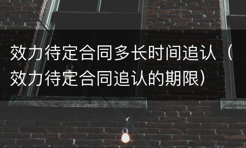 效力待定合同多长时间追认（效力待定合同追认的期限）