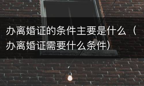 办离婚证的条件主要是什么（办离婚证需要什么条件）