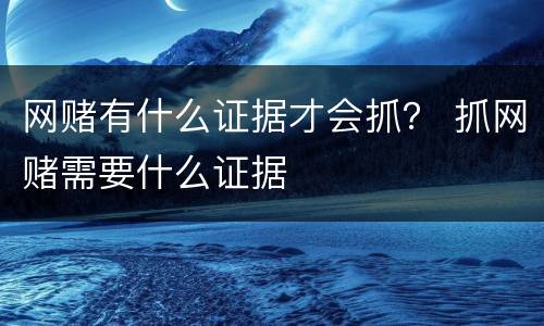 网赌有什么证据才会抓？ 抓网赌需要什么证据