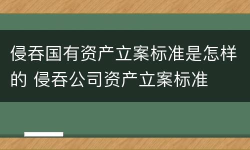 侵吞国有资产立案标准是怎样的 侵吞公司资产立案标准