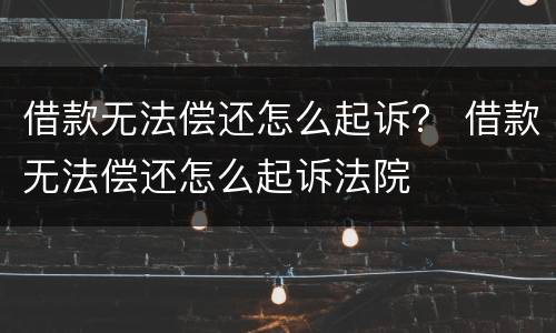 借款无法偿还怎么起诉？ 借款无法偿还怎么起诉法院