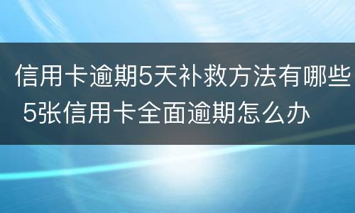 信用卡逾期5天补救方法有哪些 5张信用卡全面逾期怎么办