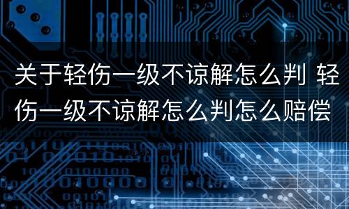 关于轻伤一级不谅解怎么判 轻伤一级不谅解怎么判怎么赔偿