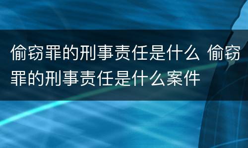 偷窃罪的刑事责任是什么 偷窃罪的刑事责任是什么案件
