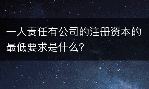 一人责任有公司的注册资本的最低要求是什么？