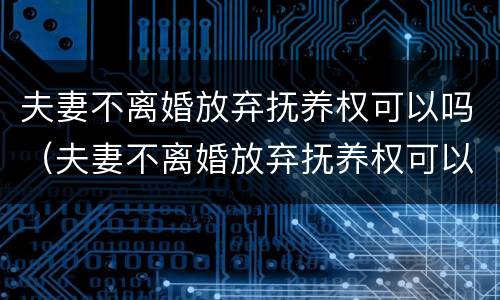 夫妻不离婚放弃抚养权可以吗（夫妻不离婚放弃抚养权可以吗知乎）
