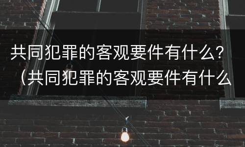 共同犯罪的客观要件有什么？（共同犯罪的客观要件有什么特点）
