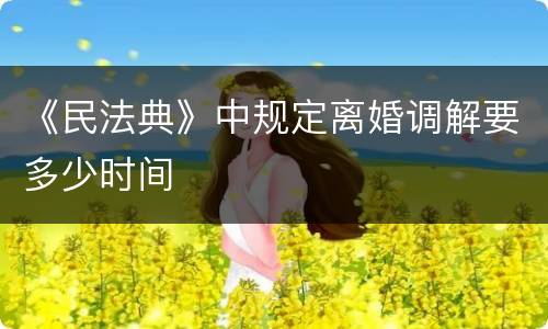 《民法典》中规定离婚调解要多少时间