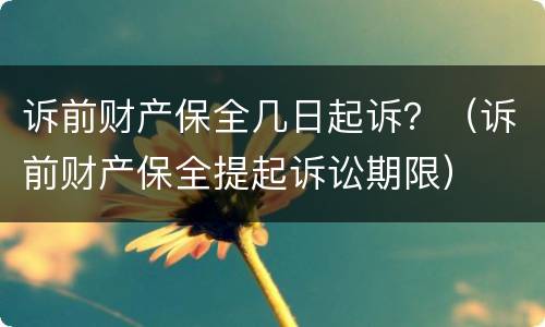 诉前财产保全几日起诉？（诉前财产保全提起诉讼期限）