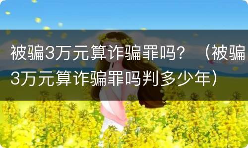 被骗3万元算诈骗罪吗？（被骗3万元算诈骗罪吗判多少年）