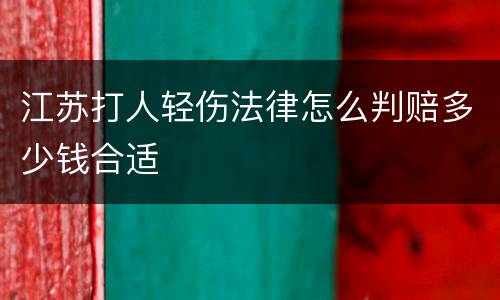 江苏打人轻伤法律怎么判赔多少钱合适