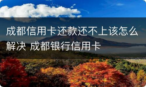 成都信用卡还款还不上该怎么解决 成都银行信用卡