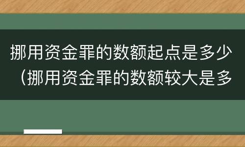 挪用资金罪的数额起点是多少（挪用资金罪的数额较大是多少）