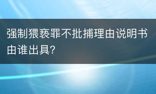 强制猥亵罪不批捕理由说明书由谁出具？