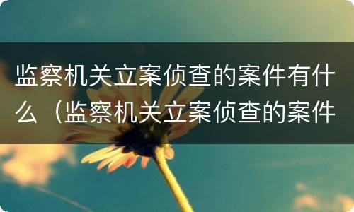 监察机关立案侦查的案件有什么（监察机关立案侦查的案件有什么特点）