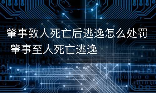 肇事致人死亡后逃逸怎么处罚 肇事至人死亡逃逸