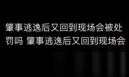 肇事逃逸后又回到现场会被处罚吗 肇事逃逸后又回到现场会被处罚吗知乎