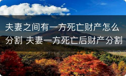 夫妻之间有一方死亡财产怎么分割 夫妻一方死亡后财产分割