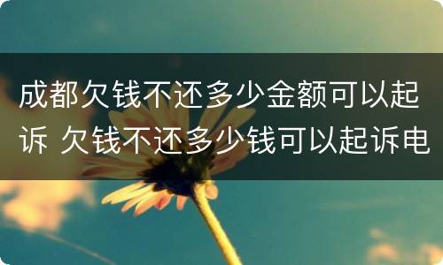成都欠钱不还多少金额可以起诉 欠钱不还多少钱可以起诉电话